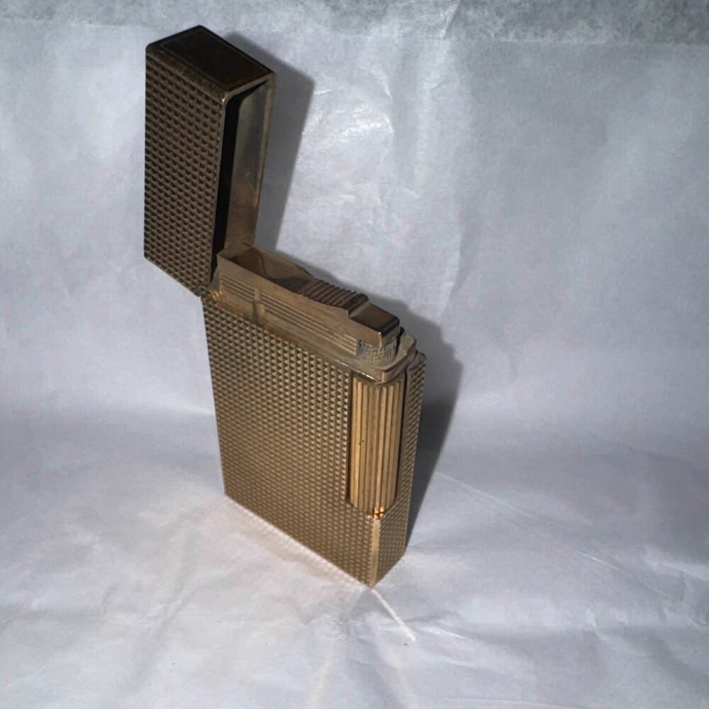 Authentic ST Dupont Vintage RARE Original French Gold Textured Lighter - Picture 10 of 11